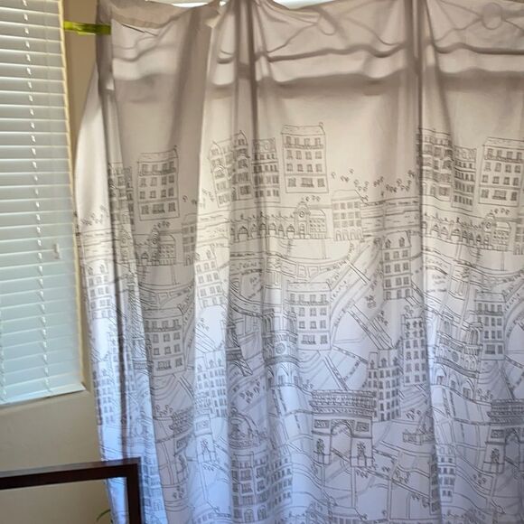 Paris Bathroom Shower Curtain and Matching Hooks and Accessories Set - Picture 2 of 13